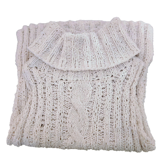 BB Dakota Tenbrook Cable Knit White Sleeveless Cowl Sweater M - Picture 9 of 12